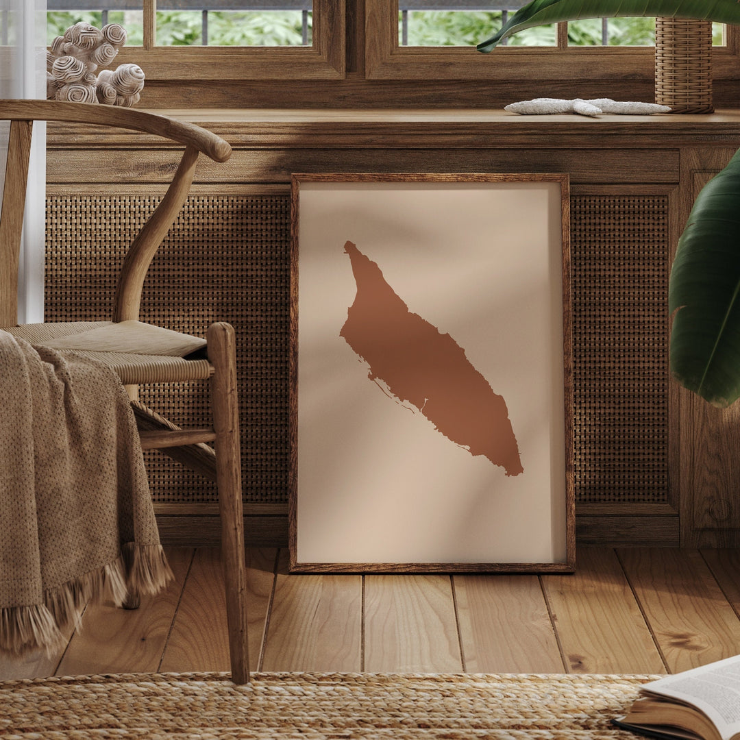 Aruba Map Boho Wall Art Print Mid Century Travel Poster