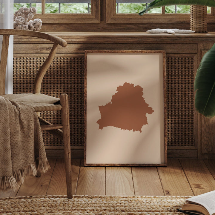 Belarus Map Boho Wall Art Print Mid Century Travel Poster