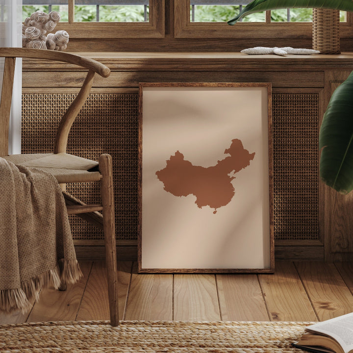 China Map Boho Wall Art Print Mid Century Travel Poster