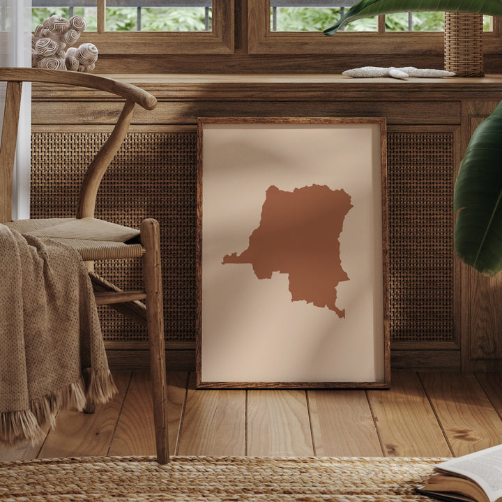 Congo Map Boho Wall Art Print Mid Century Travel Poster