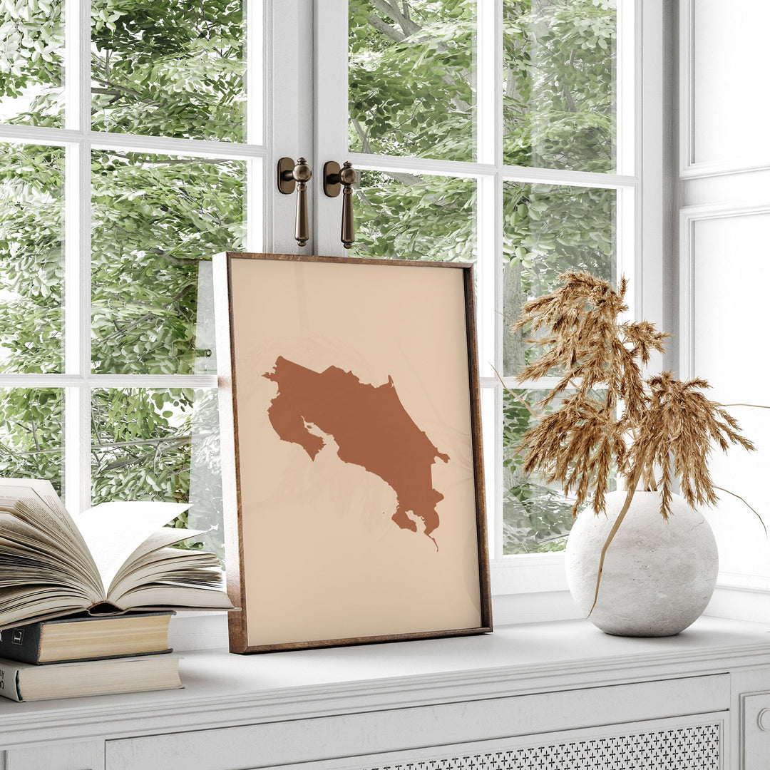 Costa Rica Map Boho Wall Art Print Mid Century Travel Poster