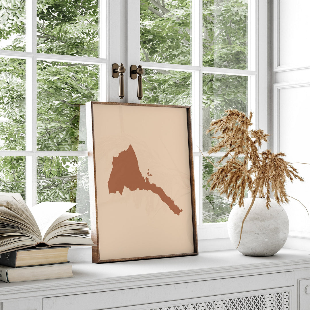 Eritrea Map Boho Wall Art Print Mid Century Travel Poster