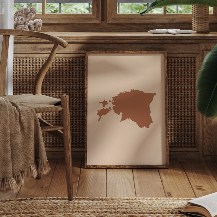Estonia Map Boho Wall Art Print Mid Century Travel Poster