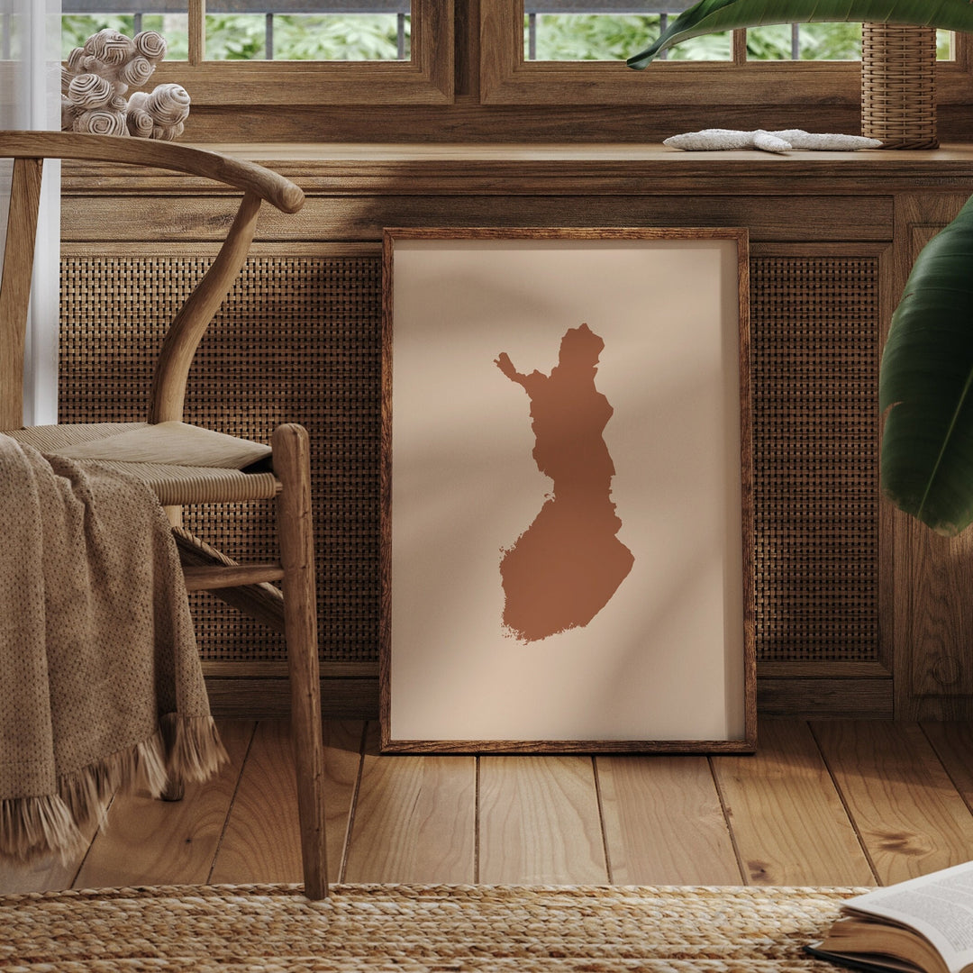 Finland Map Boho Wall Art Print Mid Century Travel Poster