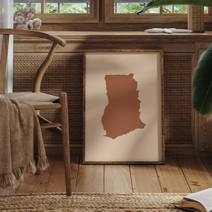 Ghana Map Boho Wall Art Print Mid Century Travel Poster