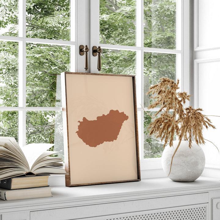 Hungary Map Boho Wall Art Print Mid Century Travel Poster
