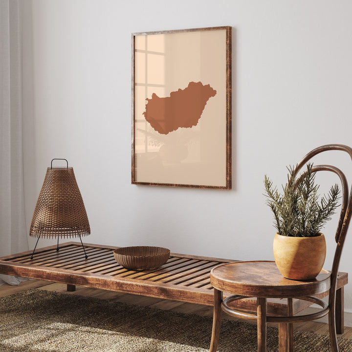 Hungary Map Boho Wall Art Print Mid Century Travel Poster