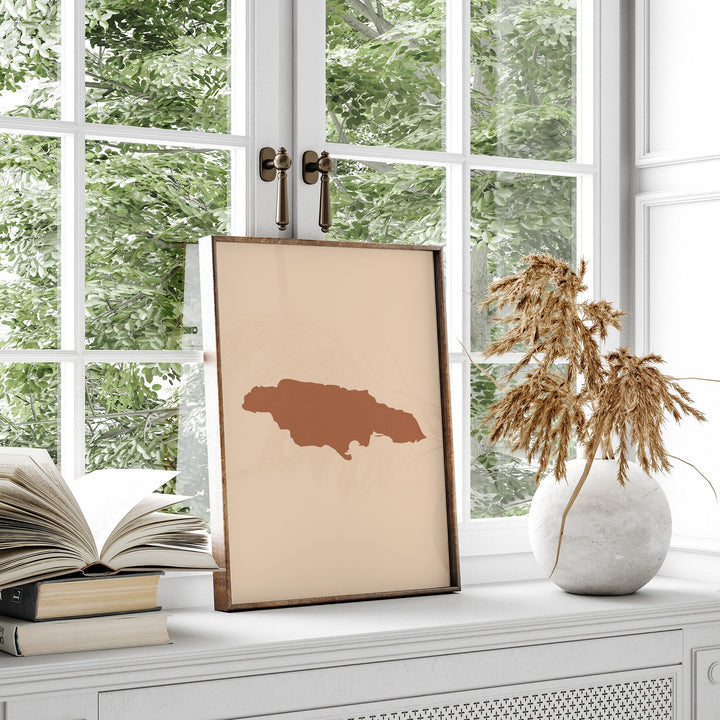 Jamaica Map Boho Wall Art Print Mid Century Travel Poster