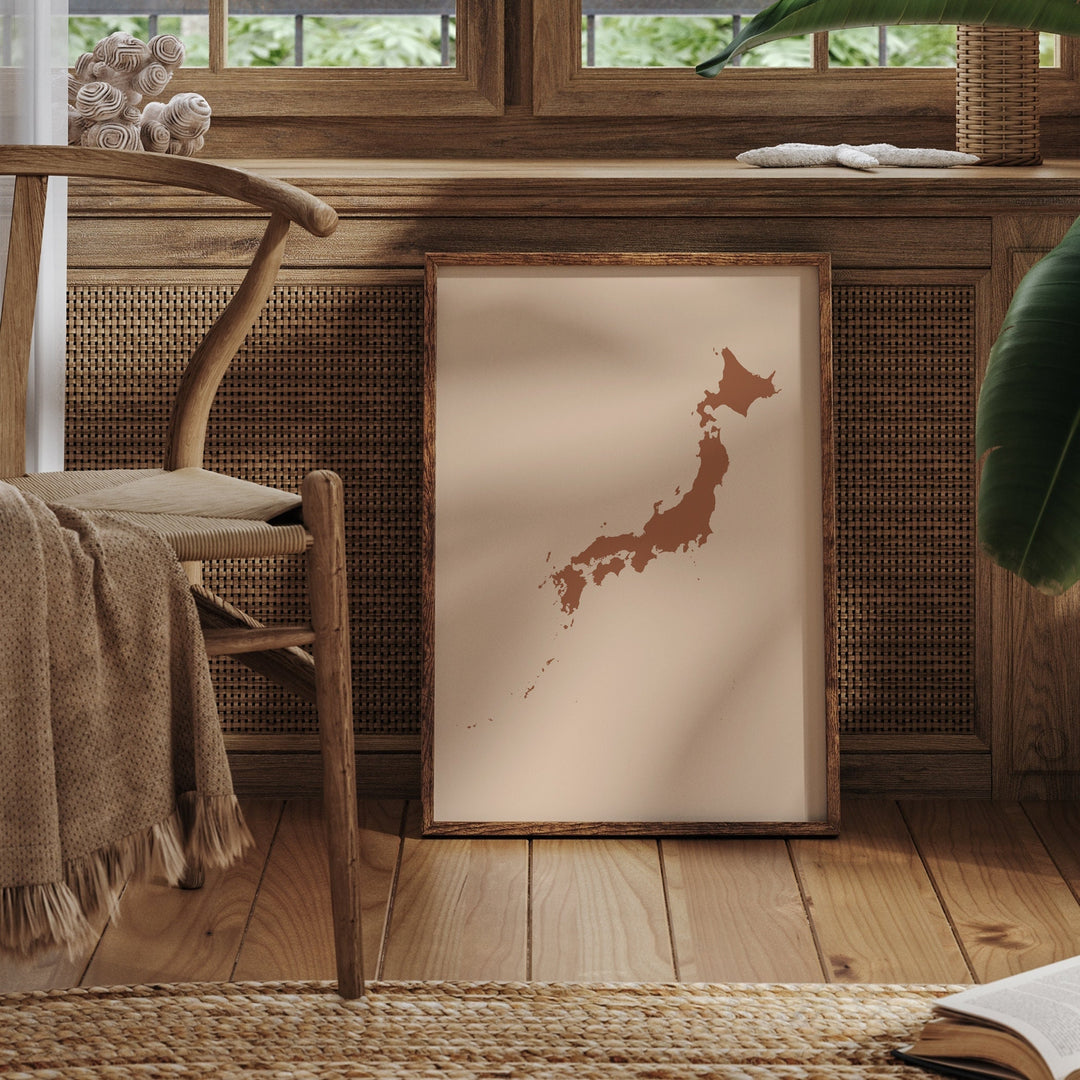 Japan Map Boho Wall Art Print Mid Century Travel Poster