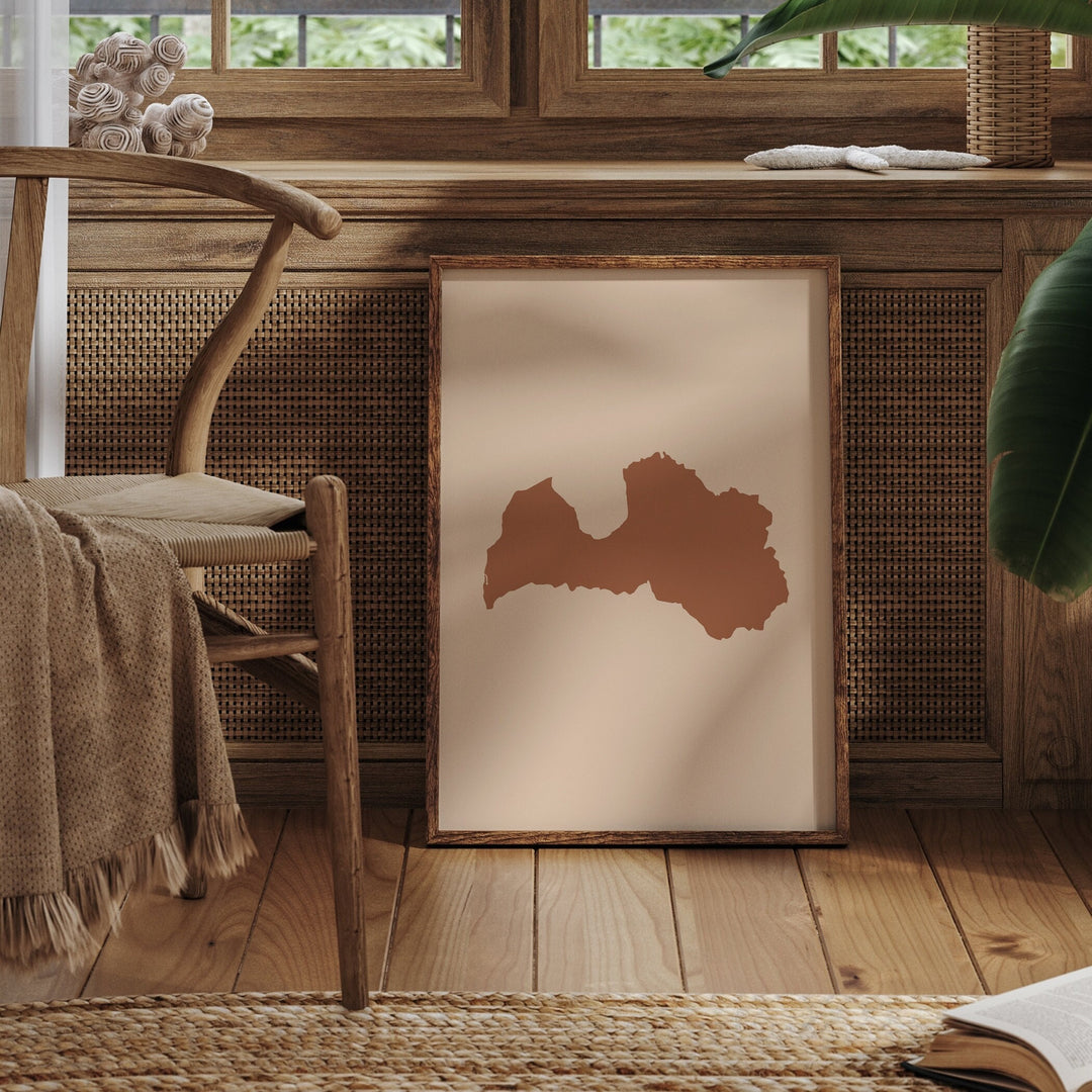 Latvia Map Boho Wall Art Print Mid Century Travel Poster