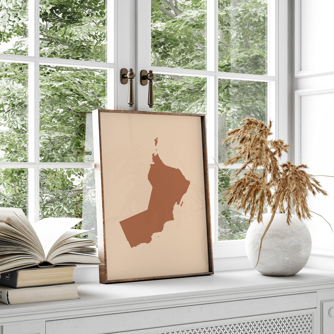 Oman Map Boho Wall Art Print Mid Century Travel Poster