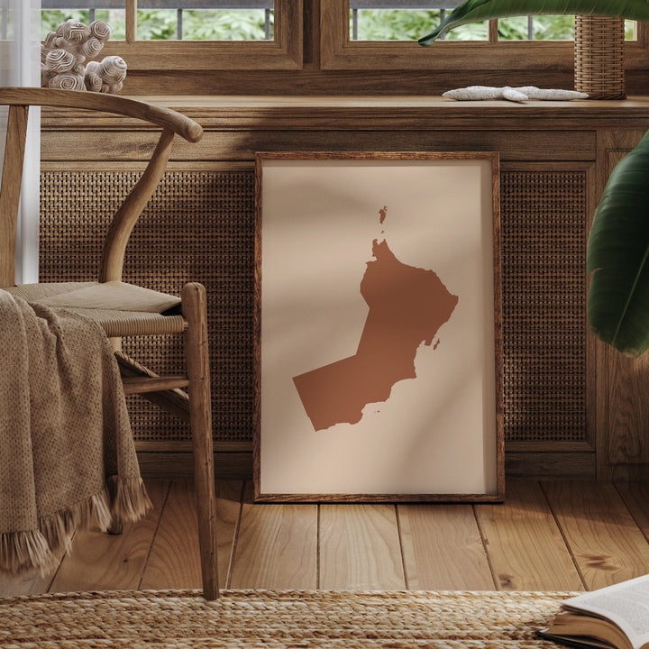 Oman Map Boho Wall Art Print Mid Century Travel Poster