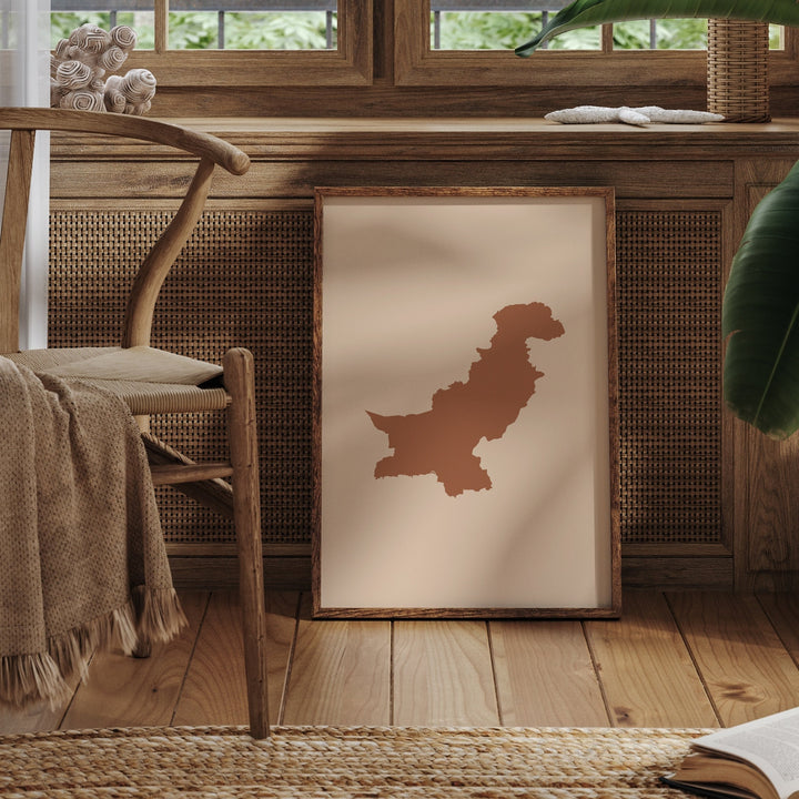 Pakistan Map Boho Wall Art Print Mid Century Travel Poster