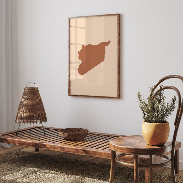 Syria Map Boho Wall Art Print Mid Century Travel Poster
