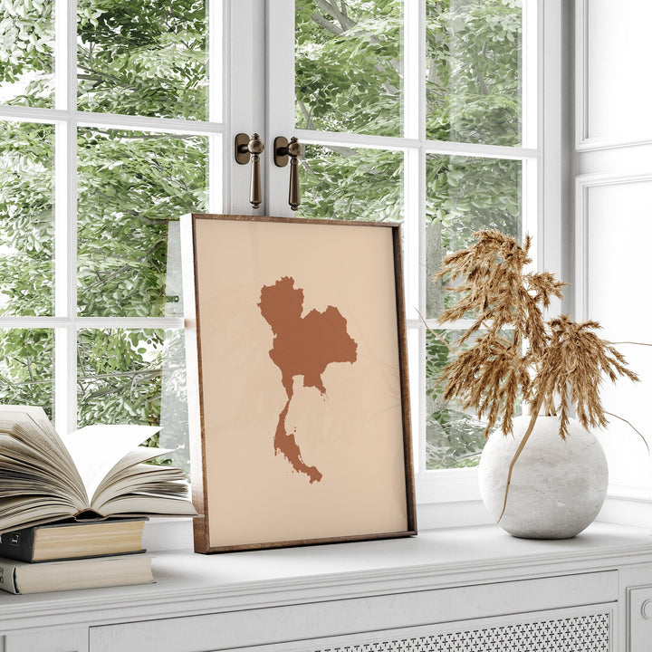 Thailand Map Boho Wall Art Print Mid Century Travel Poster