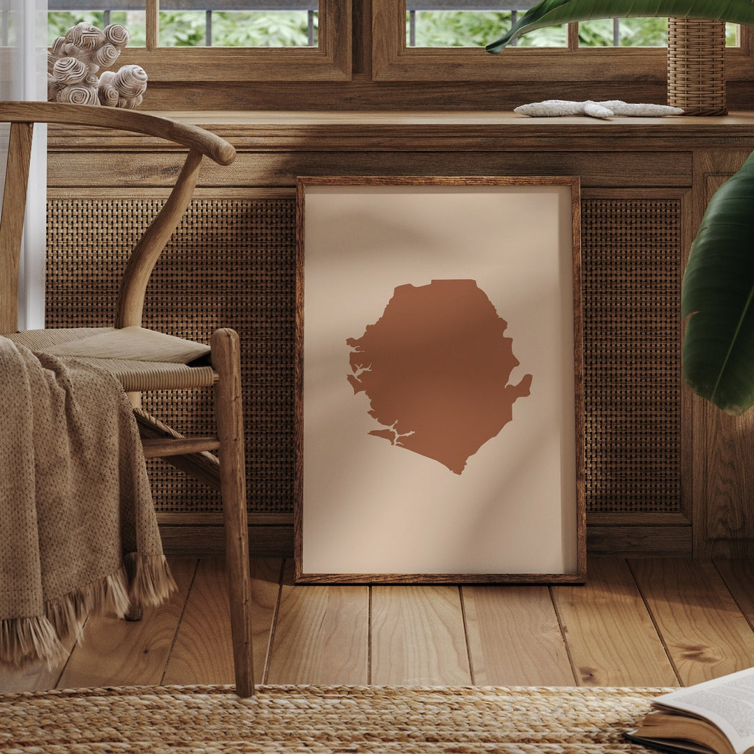 Sierra Leone Map Boho Wall Art Print Mid Century Africa Travel Poster