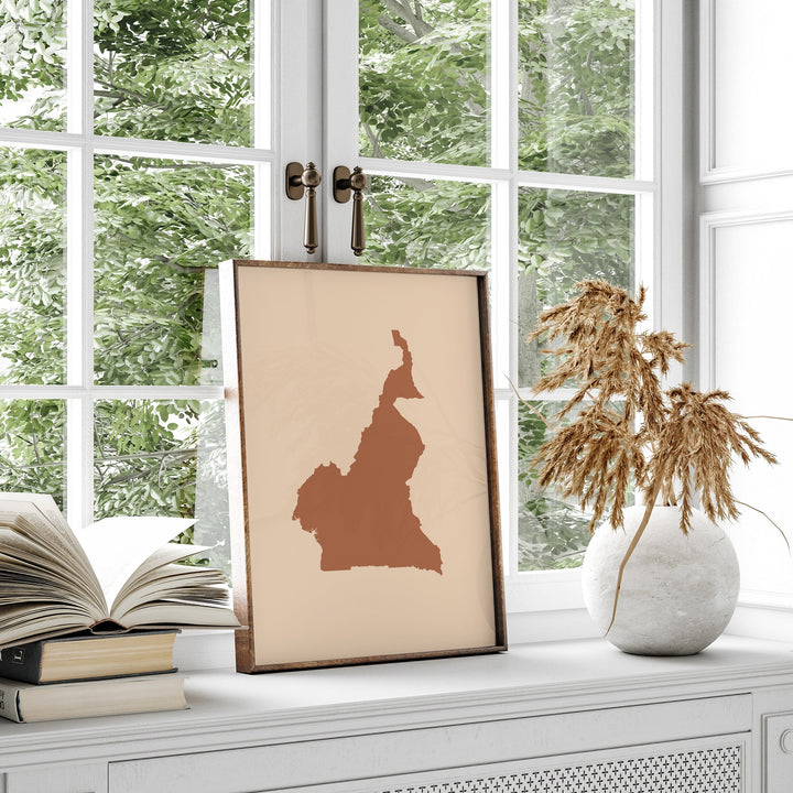 Cameroon Faso Map Boho Wall Art Print Mid Century Travel Poster