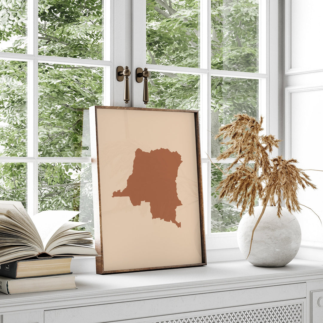 Congo Map Boho Wall Art Print Mid Century Travel Poster