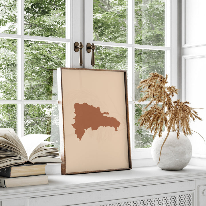 Dominican Republic Map Boho Wall Art Print Mid Century Travel Poster
