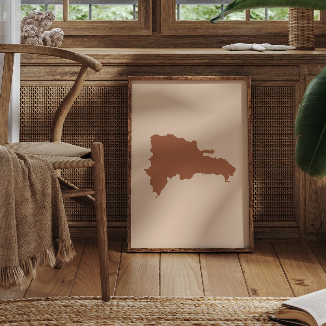 Dominican Republic Map Boho Wall Art Print Mid Century Travel Poster