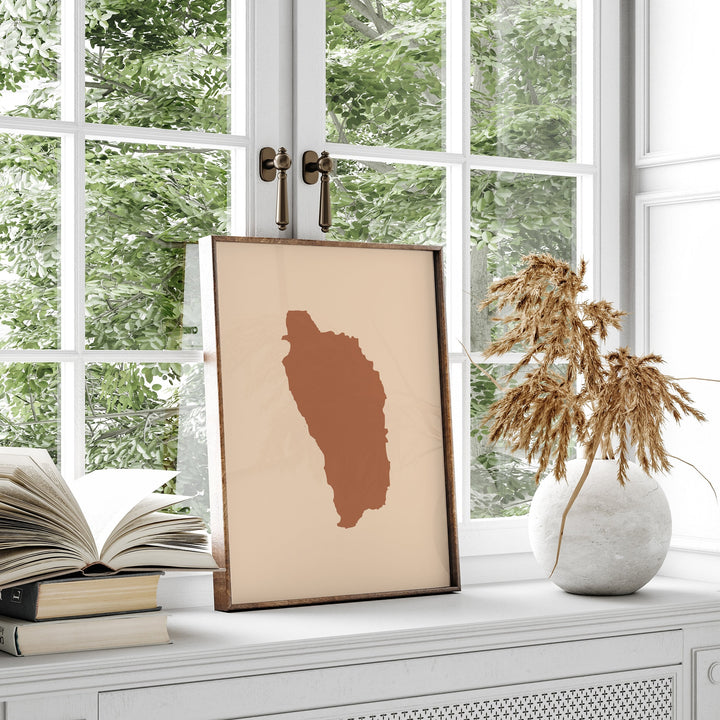 Dominica Map Boho Wall Art Print Mid Century Travel Poster