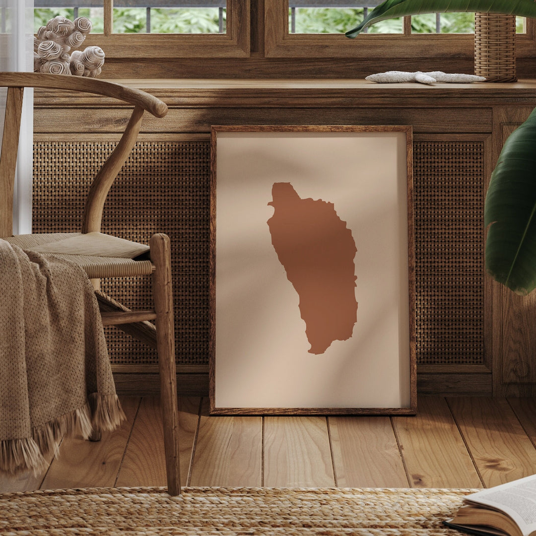 Dominica Map Boho Wall Art Print Mid Century Travel Poster