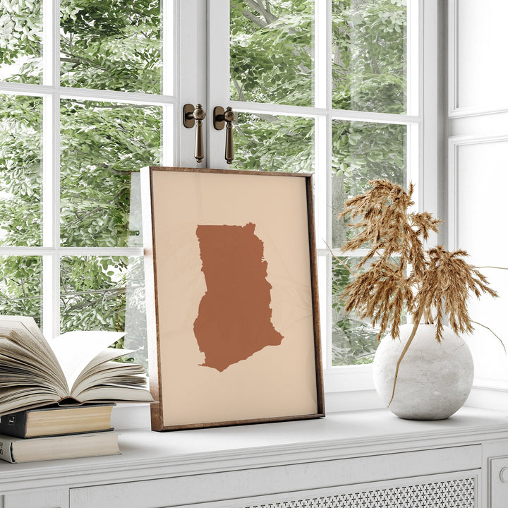 Ghana Map Boho Wall Art Print Mid Century Travel Poster