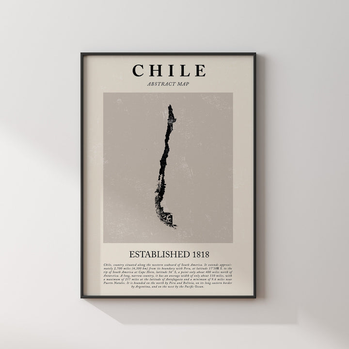 Chile Map Vintage Abstract Wall Art Print Picasso + Matisse Inspired Travel Poster