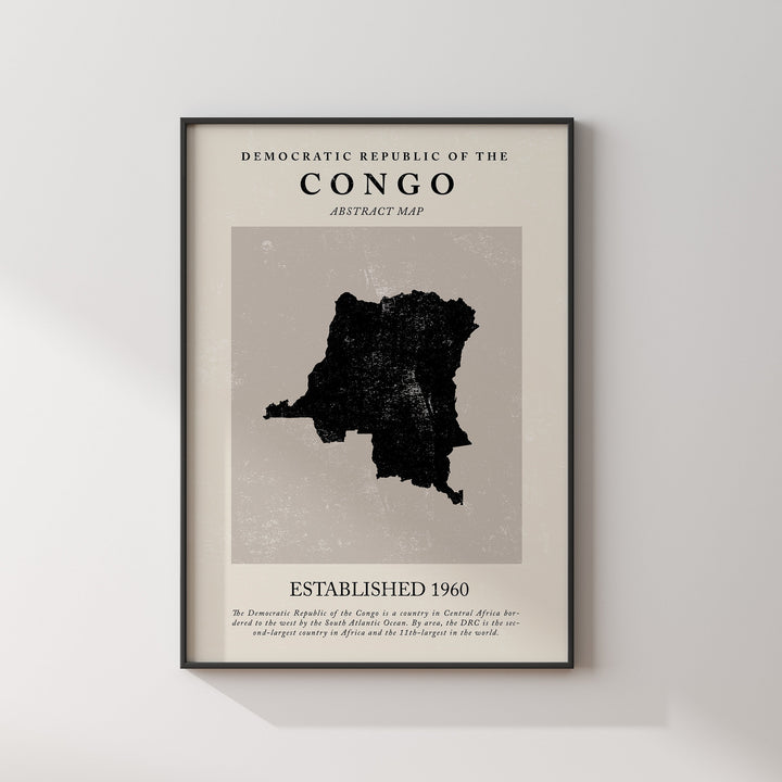 Congo Map Vintage Abstract Wall Art Print Picasso + Matisse Inspired Travel Poster