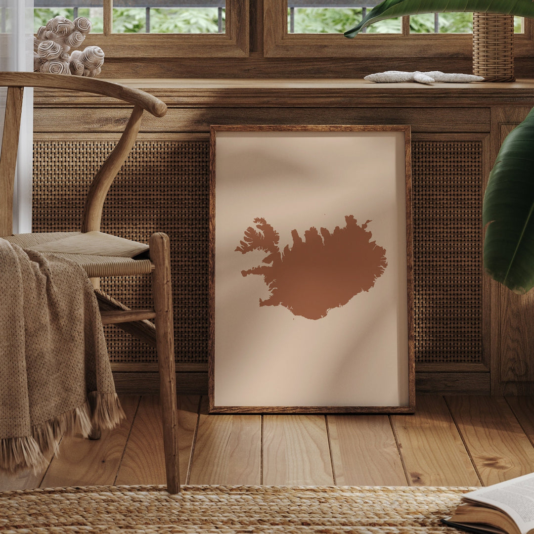 Iceland Map Boho Wall Art Print Mid Century Travel Poster