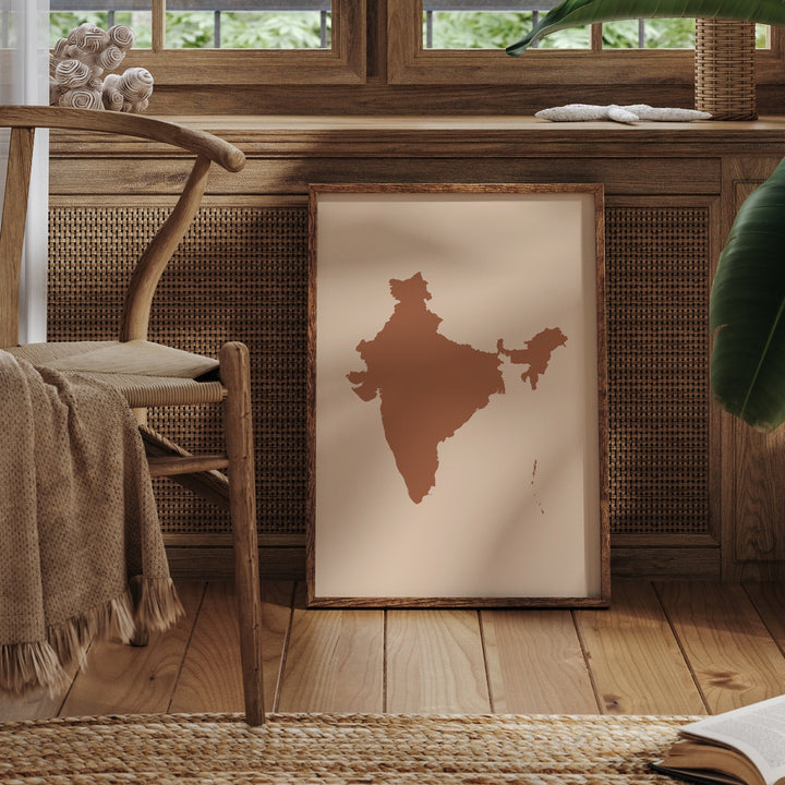 India Map Boho Wall Art Print Mid Century Travel Poster