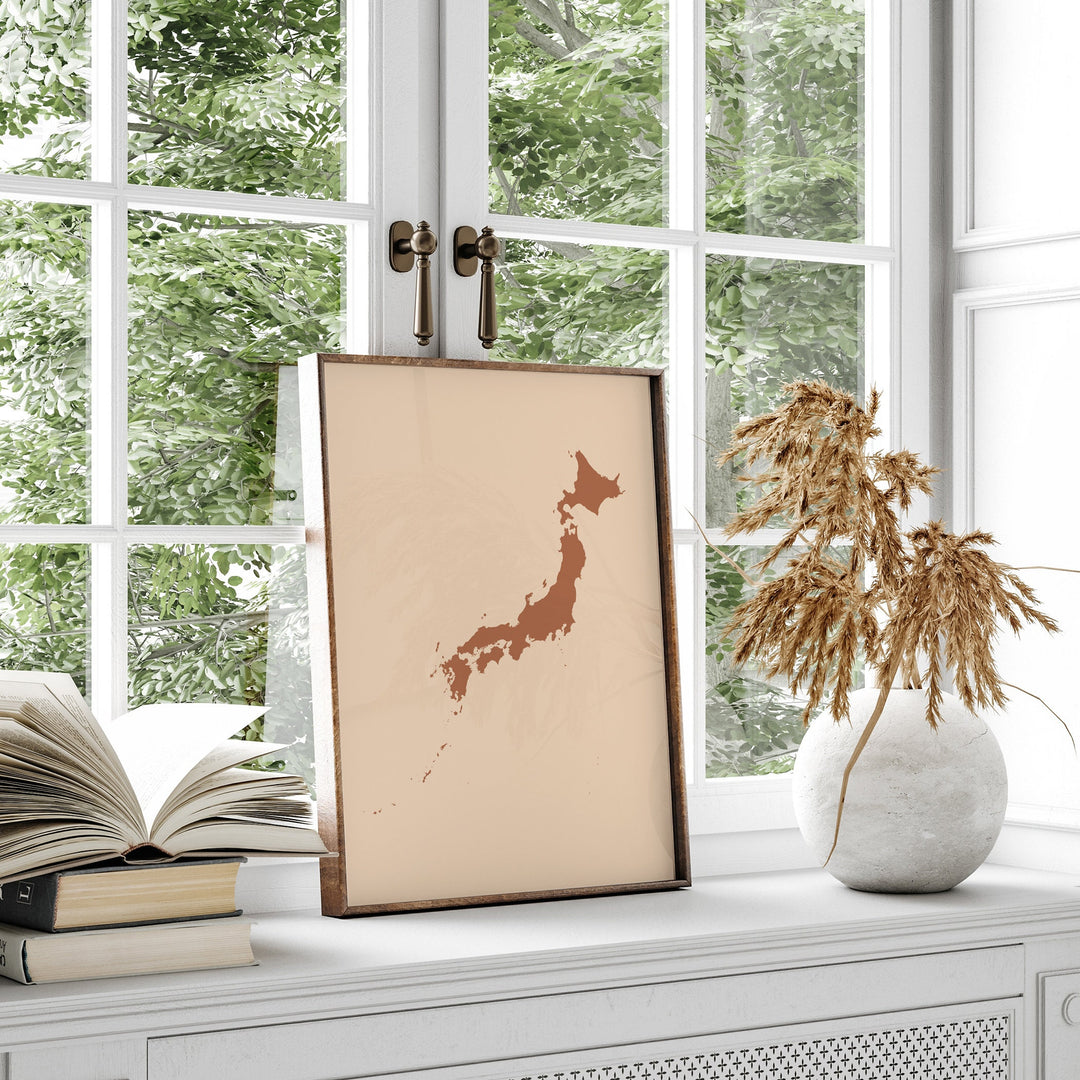Japan Map Boho Wall Art Print Mid Century Travel Poster