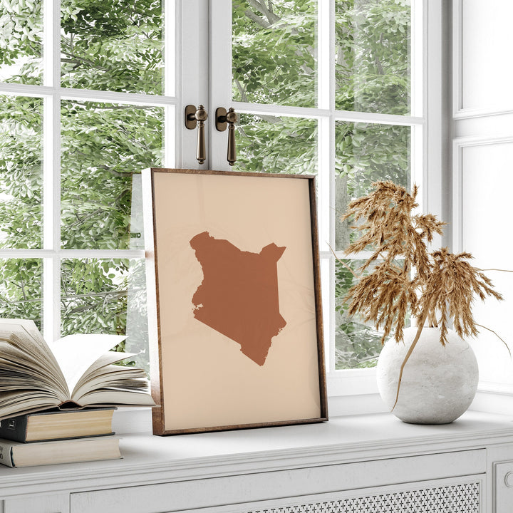 Kenya Map Boho Wall Art Print Mid Century Travel Poster