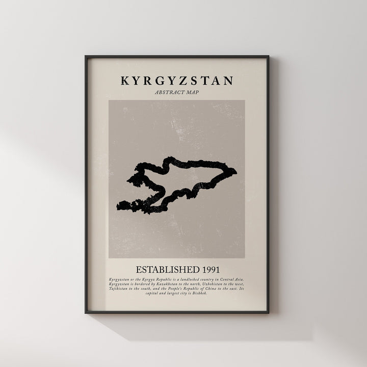 Kyrgyzstan Map Vintage Abstract Wall Art Print Picasso + Matisse Inspired Travel Poster