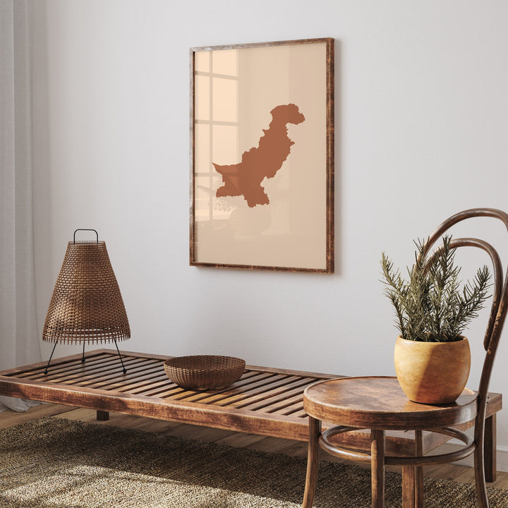 Pakistan Map Boho Wall Art Print Mid Century Travel Poster