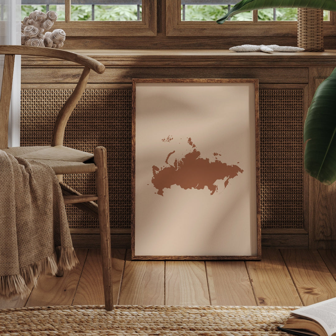 Russia Map Boho Wall Art Print Mid Century Travel Poster