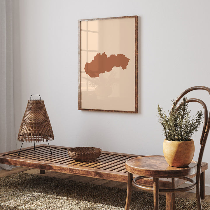 Slovakia Map Boho Wall Art Print Mid Century Travel Poster