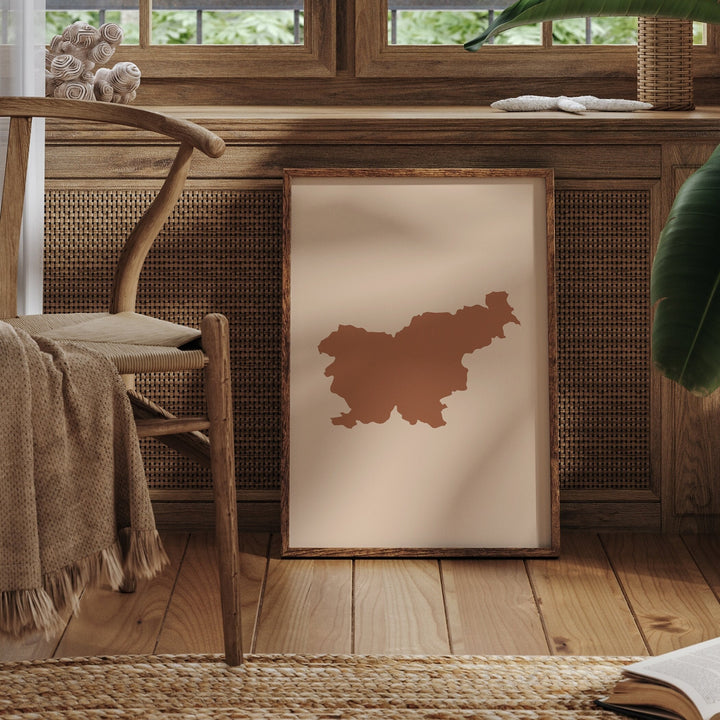 Slovenia Map Boho Wall Art Print Mid Century Travel Poster
