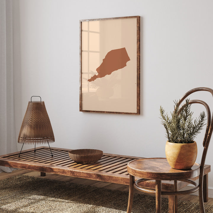 South Yemen Map Boho Wall Art Print Mid Century Travel Poster