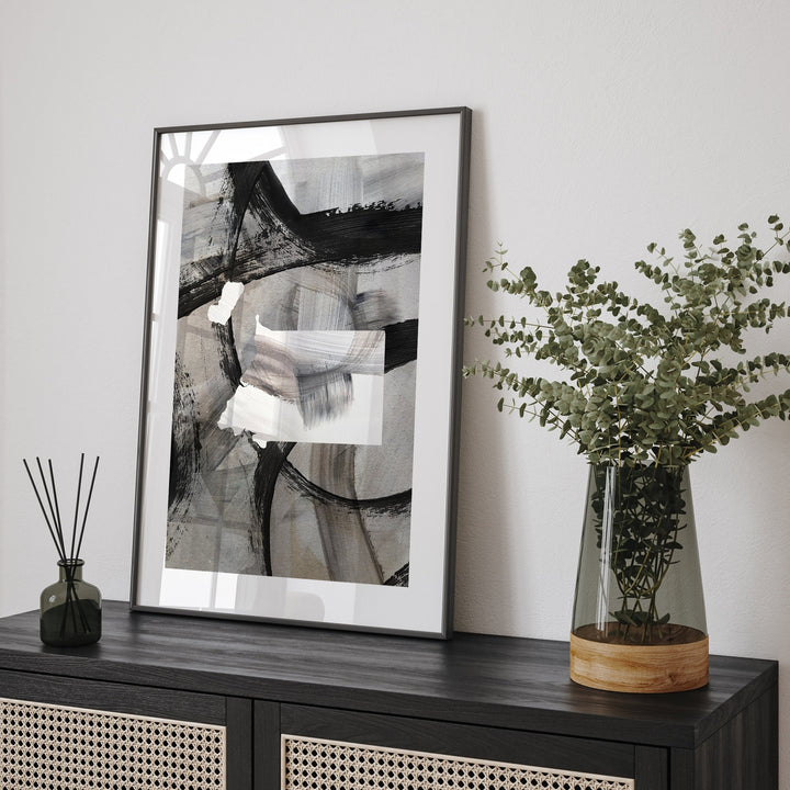 Equatorial Guinea Map | Black & Grey Abstract Painting Map of Equatorial Guinea Wall Art Print | Traval Poster