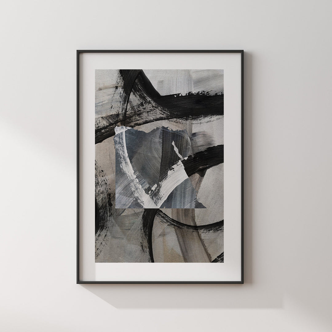 Egypt Map | Black & Grey Abstract Painting Map of Egypt Wall Art Print | Traval Poster