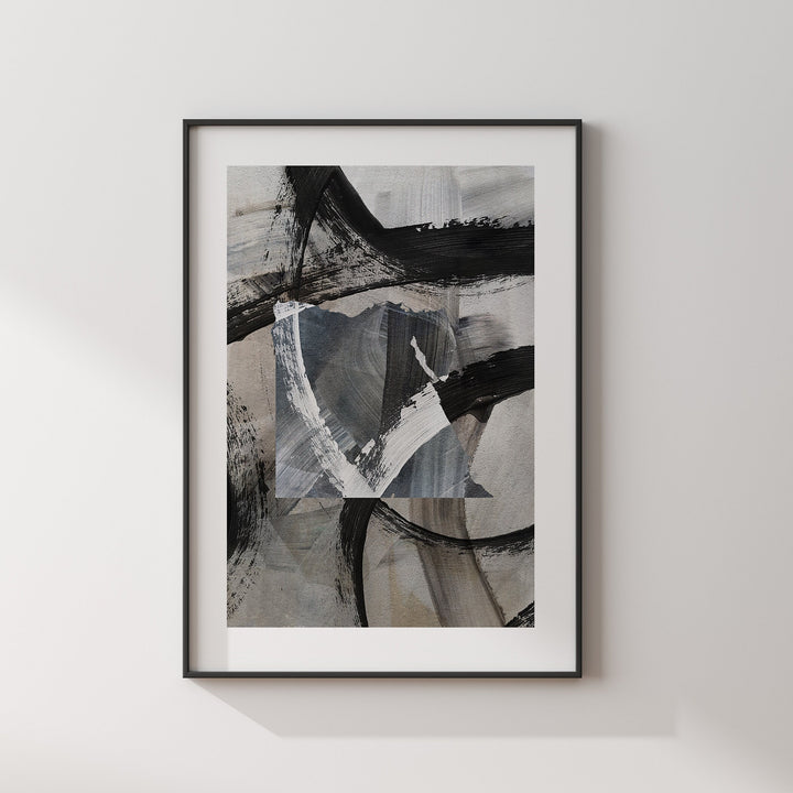 Egypt Map | Black & Grey Abstract Painting Map of Egypt Wall Art Print | Traval Poster