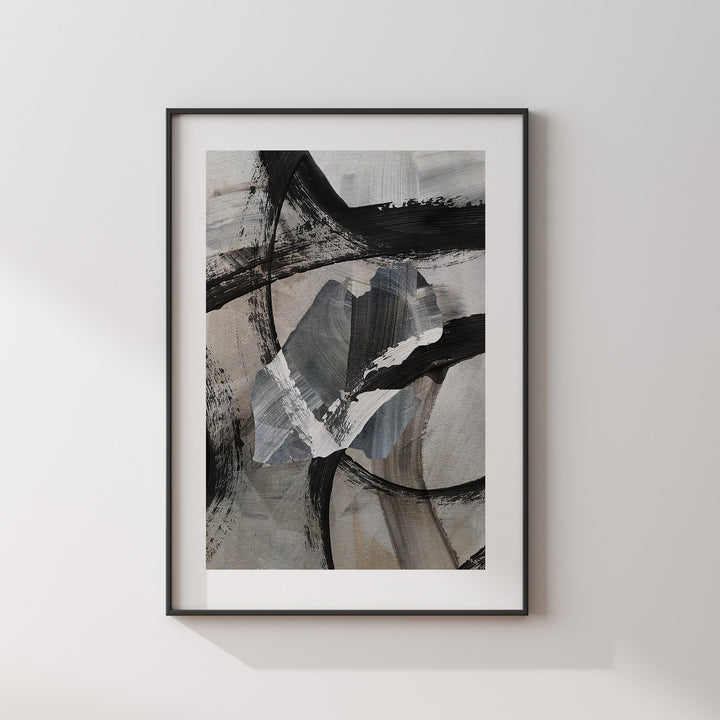 Djibouti Map | Black & Grey Abstract Painting Map of Djibouti Wall Art Print | Traval Poster