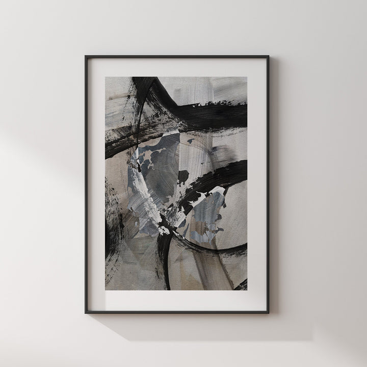 Denmark Map | Black & Grey Abstract Painting Map of Denmark Wall Art Print | Traval Poster
