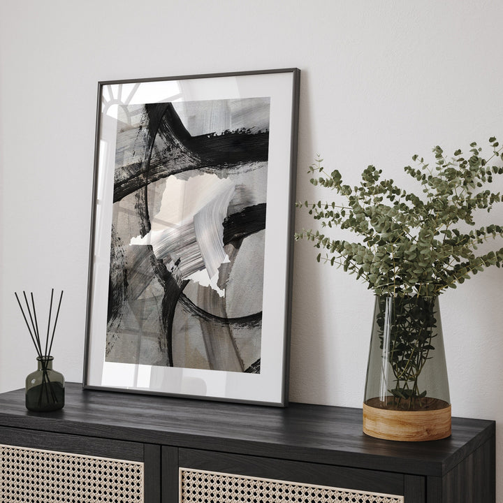 Congo Map | Black & Grey Abstract Painting Map of Congo Wall Art Print | Traval Poster