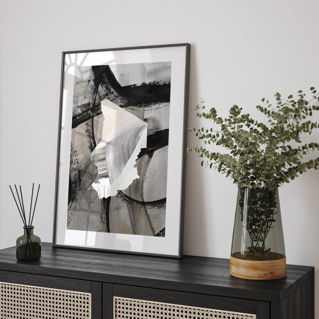 Chad Map | Black & Grey Abstract Painting Map of Chad Wall Art Print | Chad Traval Poster