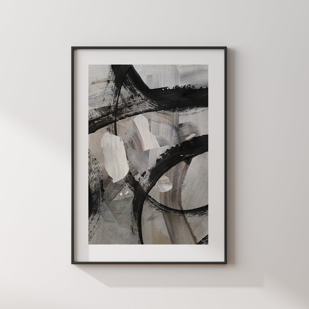 Guadeloupe Map | Black & Grey Abstract Painting Map of Guadeloupe Wall Art Print | Guadeloupe Traval Poster