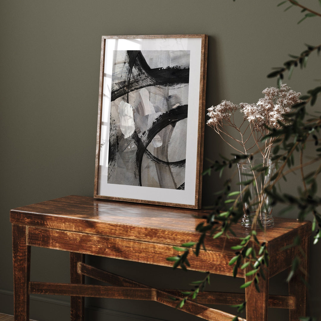 Guadeloupe Map | Black & Grey Abstract Painting Map of Guadeloupe Wall Art Print | Guadeloupe Traval Poster