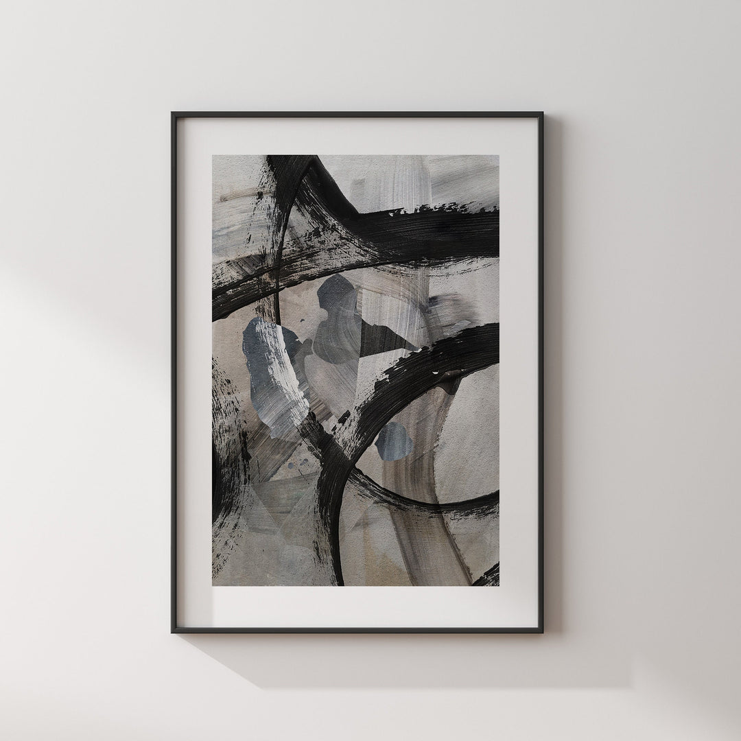 Guadeloupe Map | Black & Grey Abstract Painting Map of Guadeloupe Wall Art Print | Guadeloupe Traval Poster
