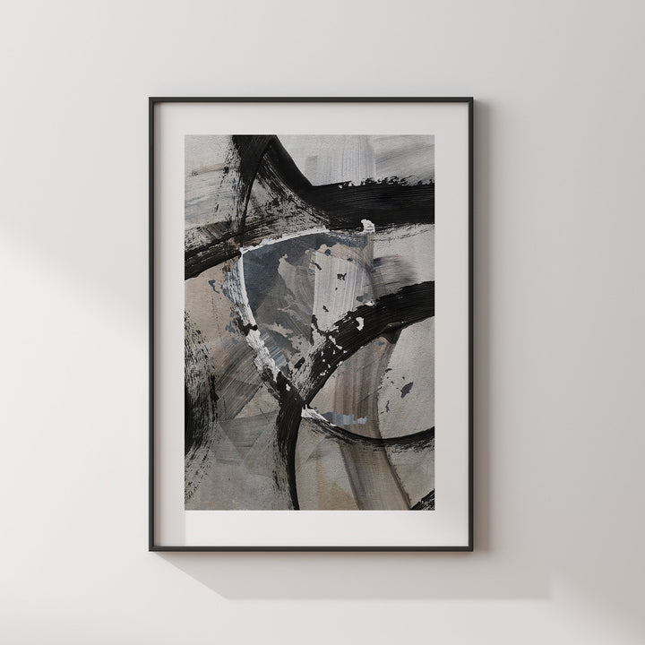 Greece Map | Black & Grey Abstract Painting Map of Greece Wall Art Print | Greece Traval Poster